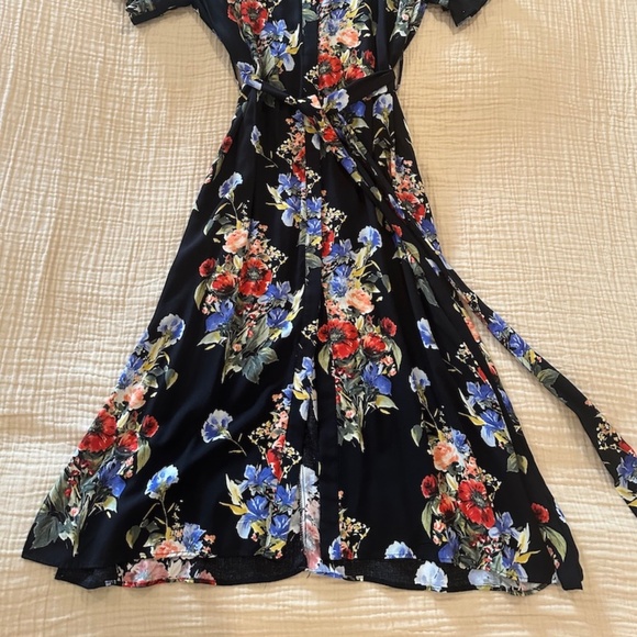 ZARA BASIC BLACK FLORAL MIDI DRESS - M - Picture 7 of 7